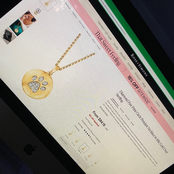 Ross-Simons l Diamond Paw Print Circle Pendant Necklace 18KT Gold Over Sterling - Picture 16 of 16